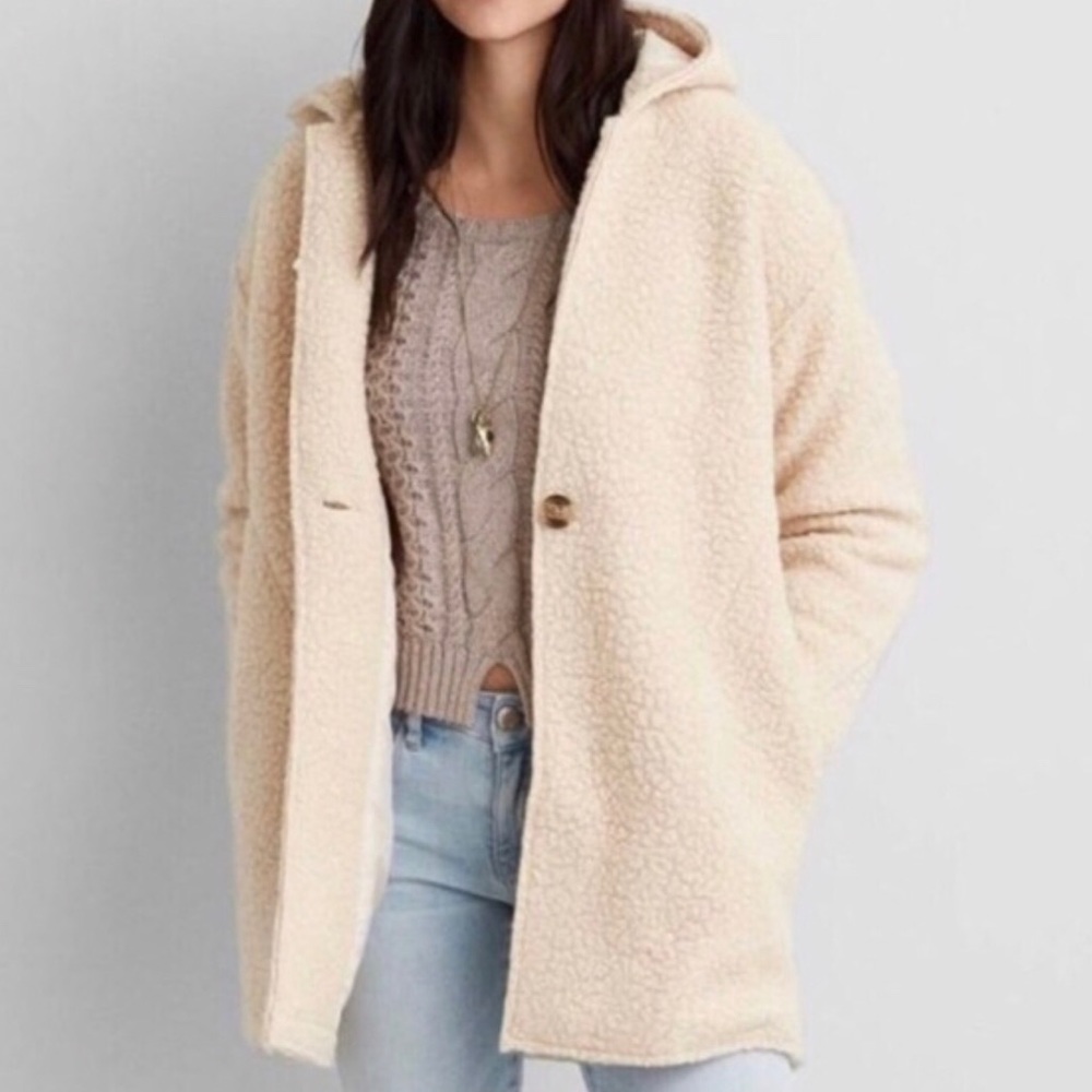 American Eagle faux Sherpa hooded coat